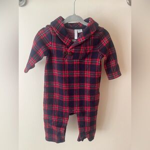 Janie and Jack Navy and Red Plaid Outfit